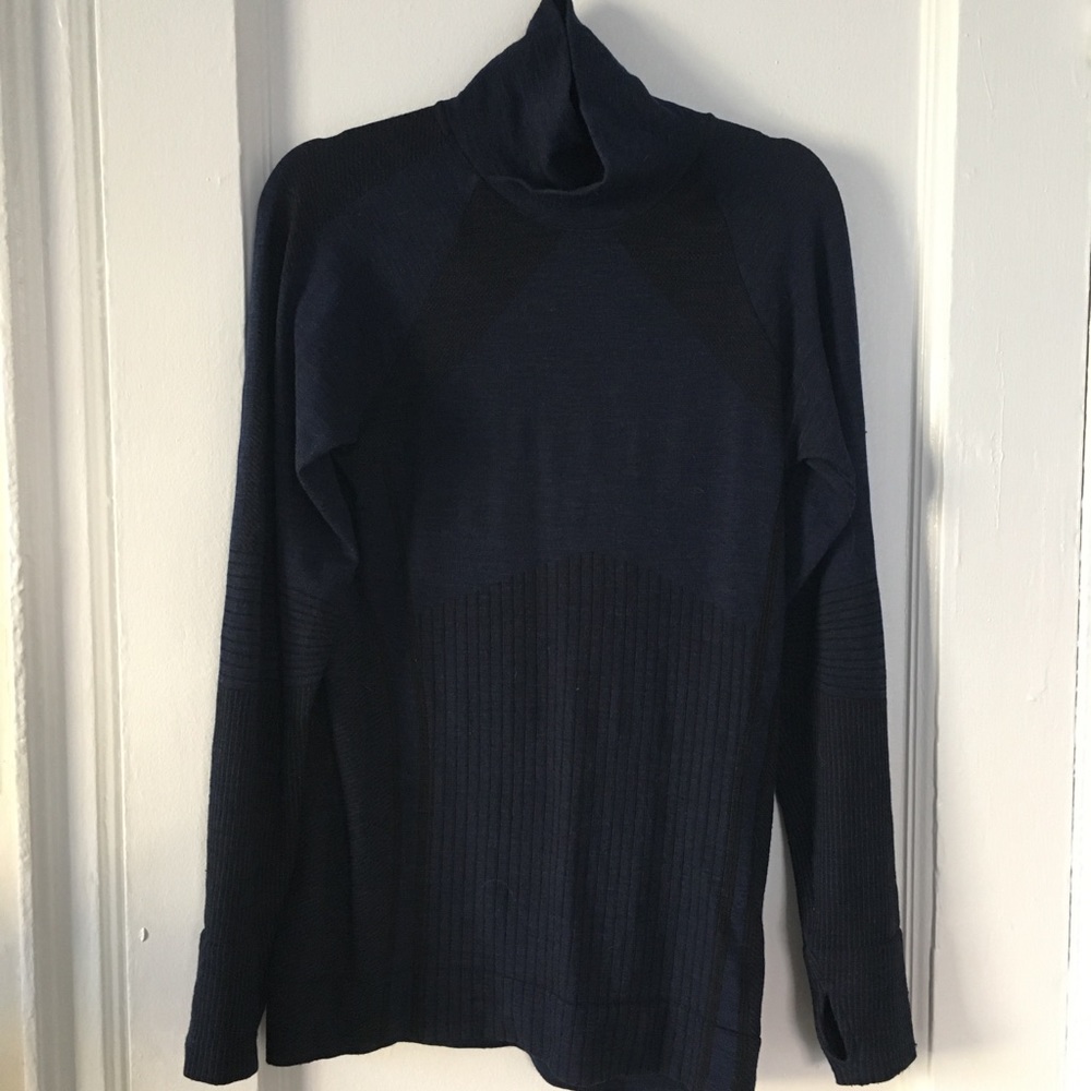 Athleta Navy Blue Technical Turtleneck Top